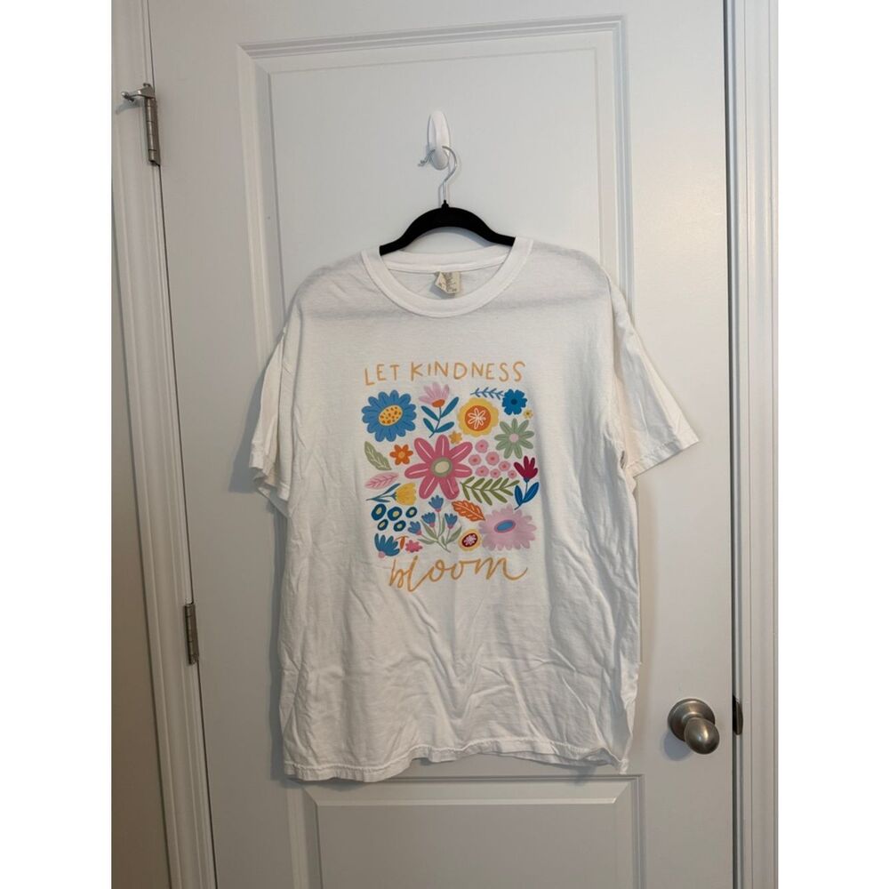 Comfort Colors White Tee with Multicolor Floral Graphic